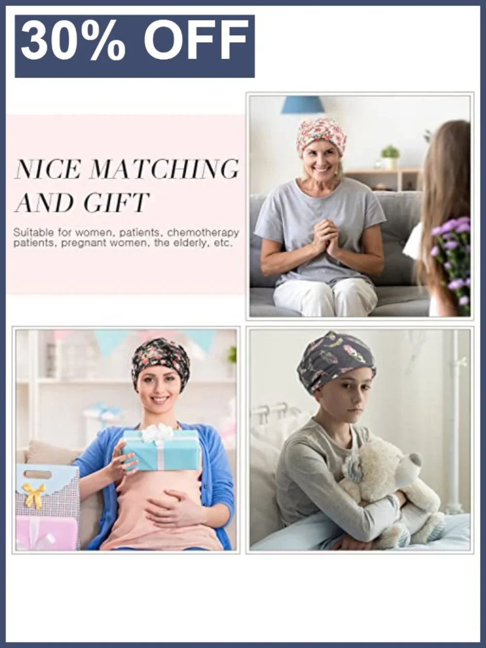 5 Pack Soft Stretchy Chemo Turban Headwrap for Hair Loss, Breathable Beanie for